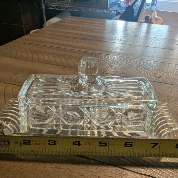 Vintage Federal Glass Windsor Butter Dish Clear Pressed Glass Mid Century - Picture 2 of 7